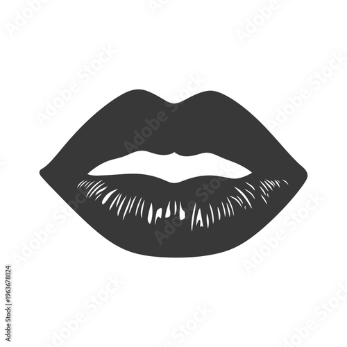 A simplified illustration of a pair of dark shaded lips