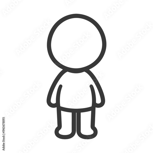 Simple outlined cartoon character of a standing humanoid figure