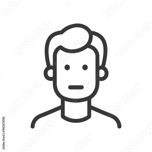 A simplified line drawing depicting a male person or figure