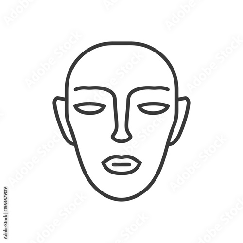 A simple black and white line drawing of a human face