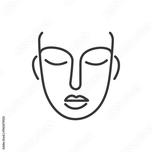A simple graphic of a human face with closed eyes