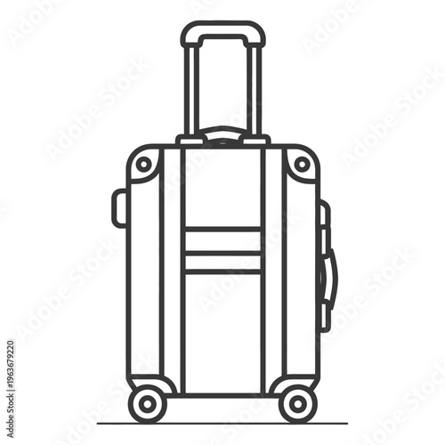 Simple illustration of a wheeled suitcase with extending handle upright