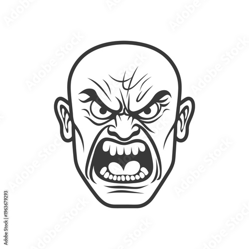 A bald head icon expressing strong rage and extreme anger