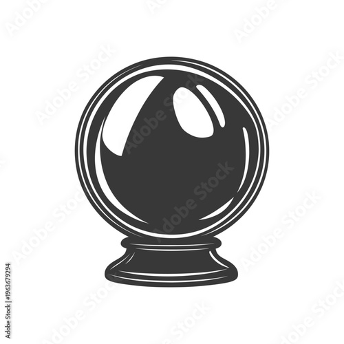 A crystal ball icon resting on a decorative round base