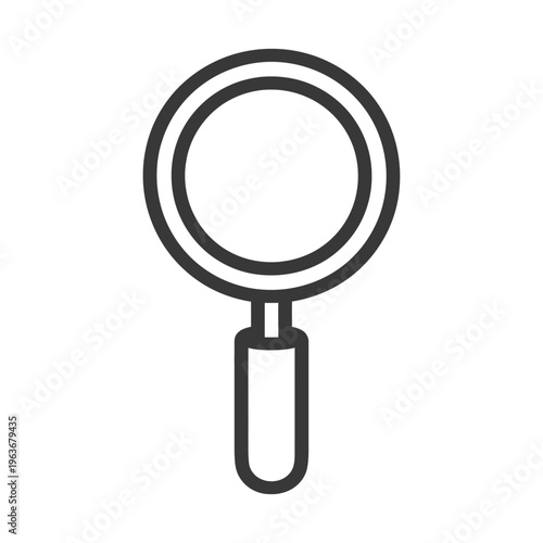 A simple graphic outline showing a magnifying glass for inspection purposes