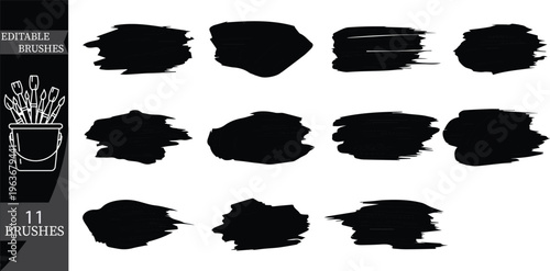 11 Black Grunge Paint Brush Strokes – Bold Hand Painted Ink Set