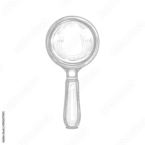 A detailed sketch of a magnifying glass depicted in grayscale