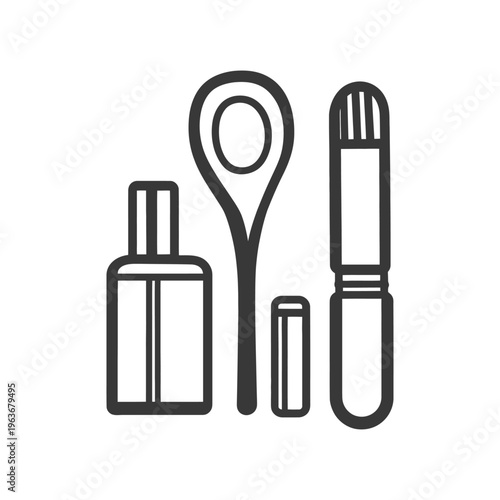 Illustrations of essential beauty and cosmetic tools for personal care