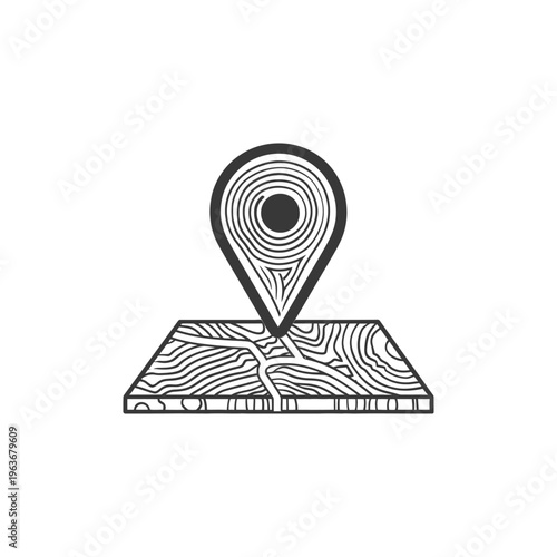 A map with a location marker pointing towards its coordinates