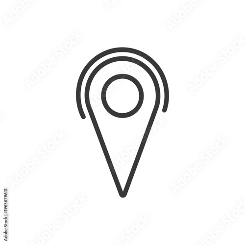A simple black line icon representing a location marker