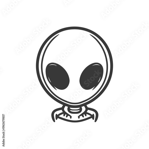 A minimalist depiction of a friendly extraterrestrial being with large eyes