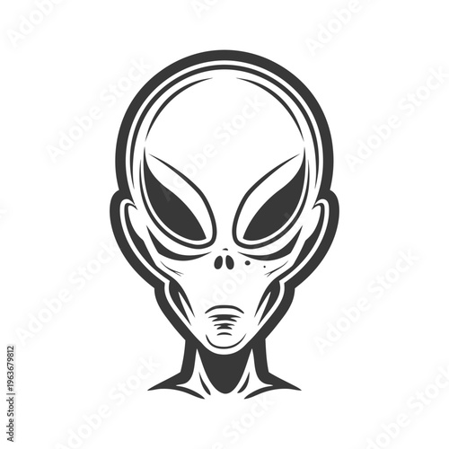 A graphic illustration of an extraterrestrial being with large eyes