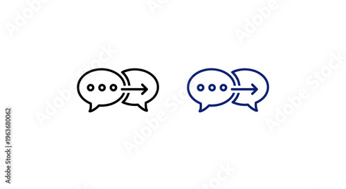 Chat Message and Transfer Icon Set with Speech Bubbles and Arrow for Communication Flow, Translation, and Instant Messaging - Vector Illustration