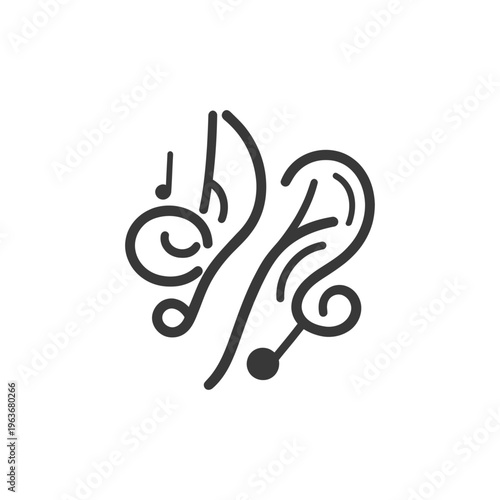 An abstract illustration depicting music and the human ear