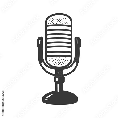 A classic vintage microphone on a simple circular base