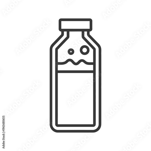 A bottle containing liquid with bubbles and a flat cap design