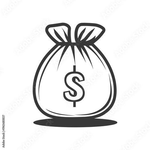 A simple illustration of a tied bag containing financial wealth
