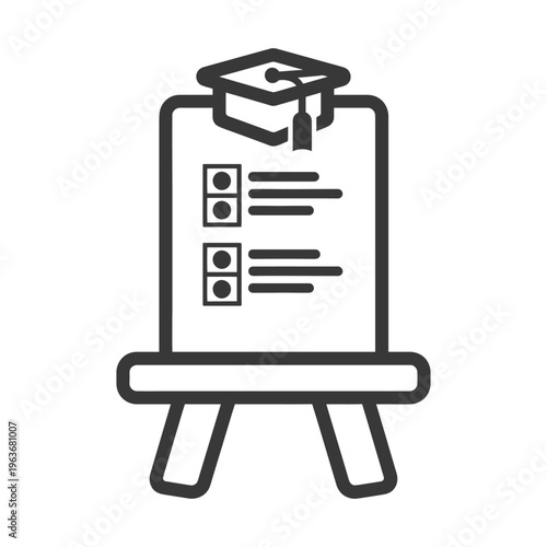 A graduation cap rests atop a study board with checklist items