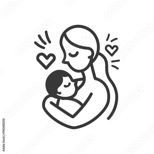 A mother lovingly embracing a baby while conveying affection and warmth