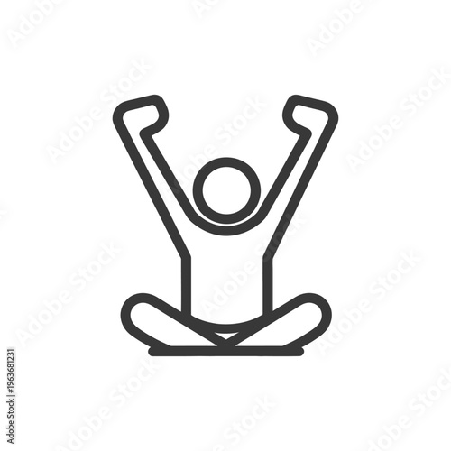 A simple line drawing of a person with raised arms