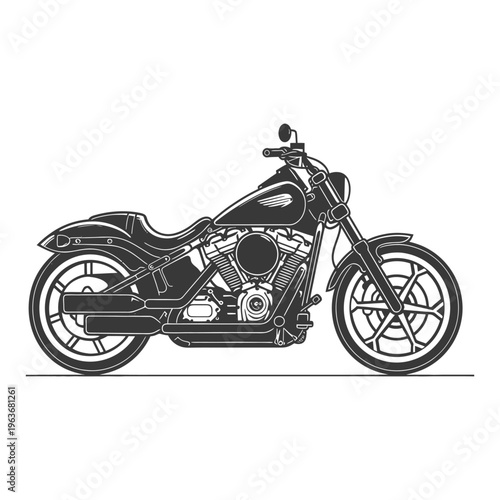 A detailed illustration of a classic styled motorcycle design