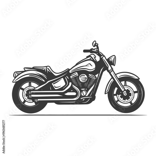 A detailed side profile illustration of a sleek motorcycle