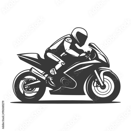 A Motorcycle Rider Leaning Over a Sport Bike Silhouette