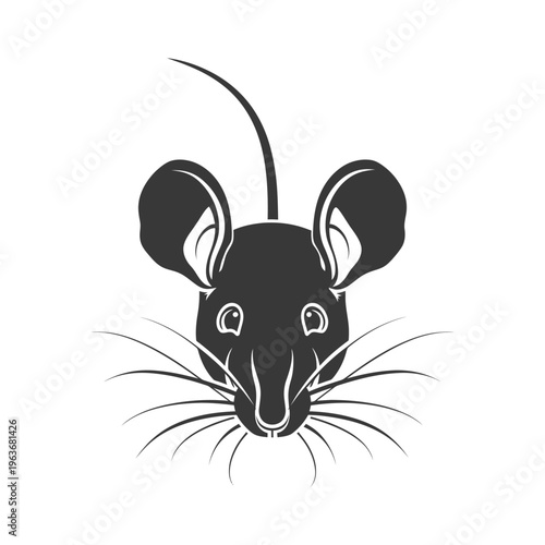 An illustration depicting a stylized front facing rodent head