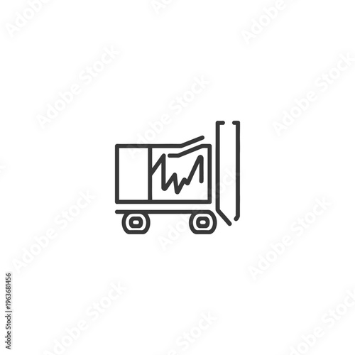 A simple minimalist illustration of a trash collection truck icon