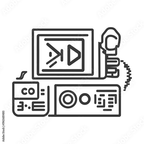 A graphic depiction of a device for video recording and playback
