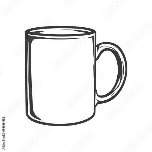 A Simple Black and White Illustration of a Coffee Mug