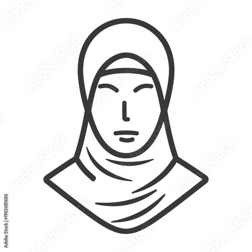 Vector Illustration Depicting a Woman Wearing a Head Covering