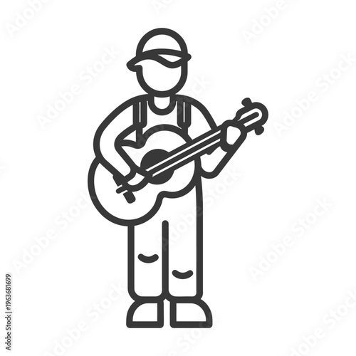 A person playing an acoustic guitar and wearing a cap