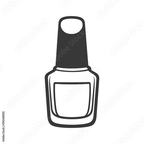 A single bottle of cosmetic nail polish displayed in grey