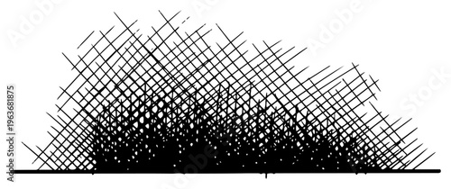 Fotografie Silhouette of wild grass or shrub with cross hatching in woodcut style