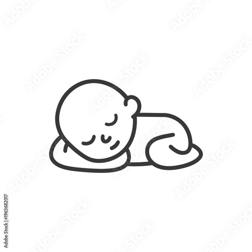 A simple minimalist illustration of a sleeping baby in repose