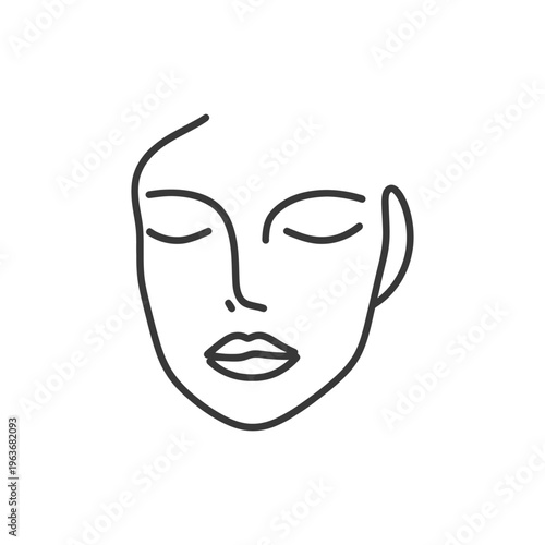 Simplified black and white line drawing of a human face