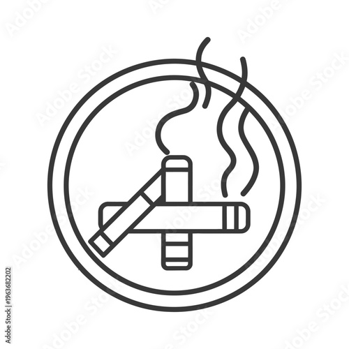 A simple illustration depicting burning cigars inside a circular design