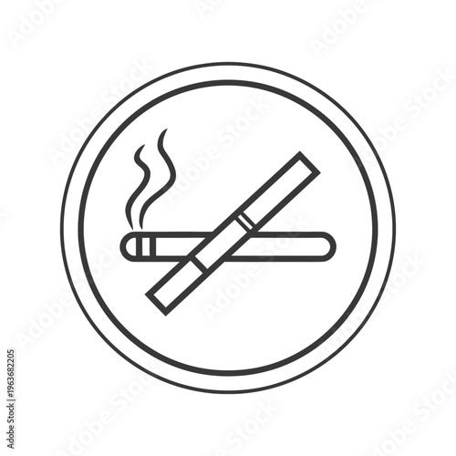 A circular sign depicting smoking with a lit cigarette