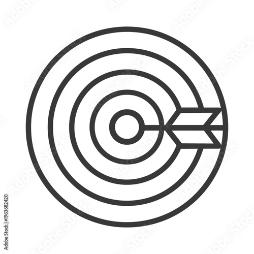 A minimalistic illustration of a target with an incoming arrow