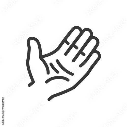 A black and white graphic representation of an open human hand