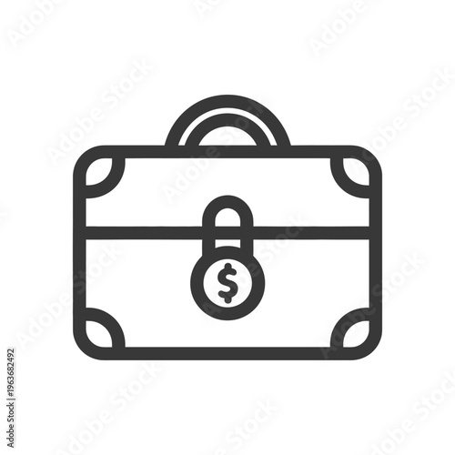 A simplified black briefcase icon with a dollar sign on it