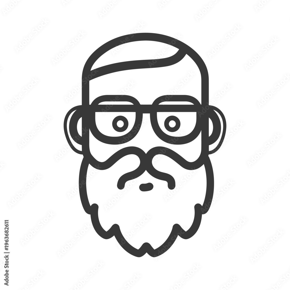 Obraz premium Simple line drawing of a man wearing eyeglasses and a beard