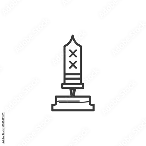 The illustration of a stylized object with cross symbols on it