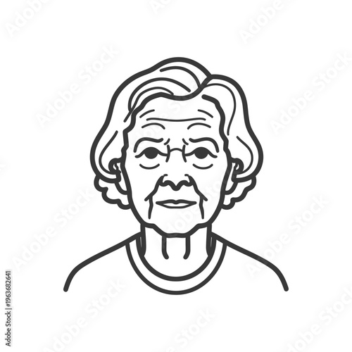An illustration of a senior woman with spectacles and short hair