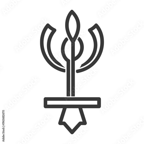 A symmetrical black and white floral decorative element