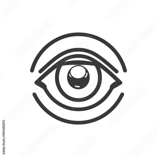 A simple outlined illustration of a human eye and its surroundings