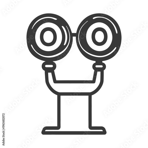 A Simple Black And White Illustration Of Binoculars On A Stand