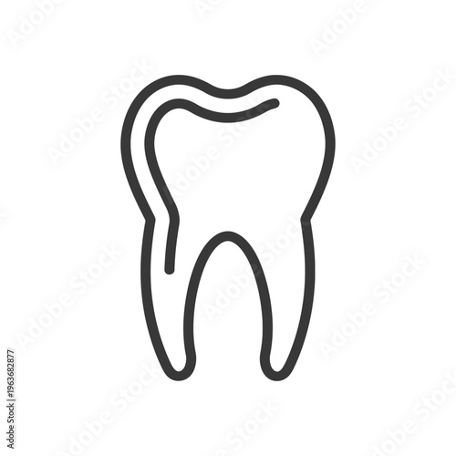 An outlined illustration presenting a molar tooth in a minimalistic style