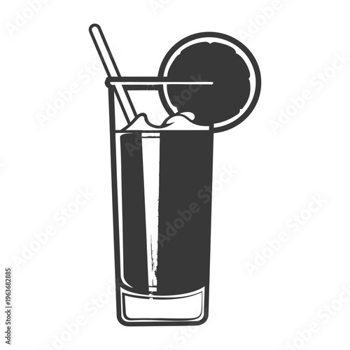 Illustration depicts a refreshing drink with a straw and garnish slice